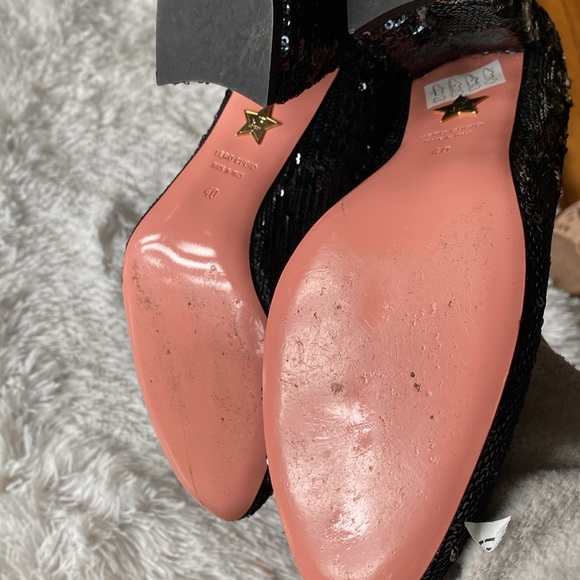 Women’s Sequins Sz 40 formal glam  stacked heel JF London black slip on shoes - Picture 10 of 11